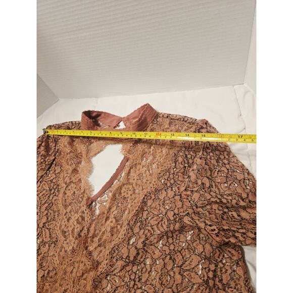 Free People Lace Secret Origins Tunic Dusty Mauve Babydoll Sz S Holiday Boho - Picture 4 of 15